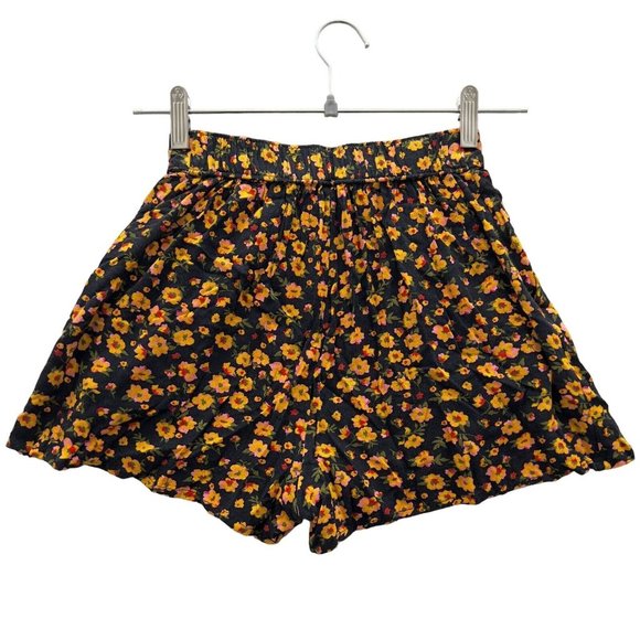 BP Women Black Floral Print Easy Pleated Mini Elastic Waist Short NWOT XXS 0022 - Picture 3 of 11